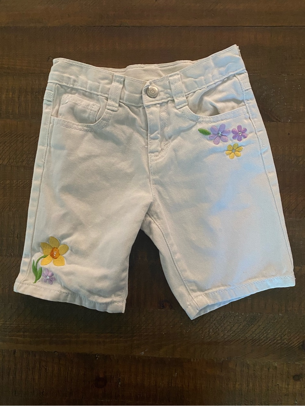 Gymboree White Shorts with Floral Embroidery